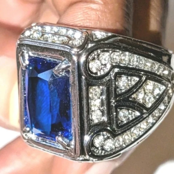 Silver and Blue Men's Ring